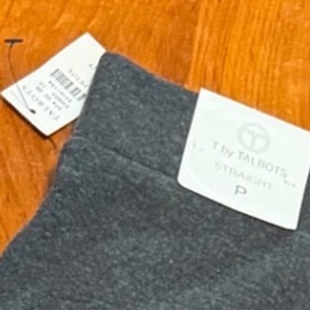 T by Talbots Womens Petite Straight Leg Pants Gray Cotton Blend NWT Athleisure - Picture 6 of 7